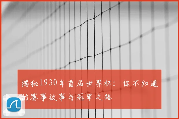 揭秘1930年首届世界杯：你不知道的赛事故事与冠军之路